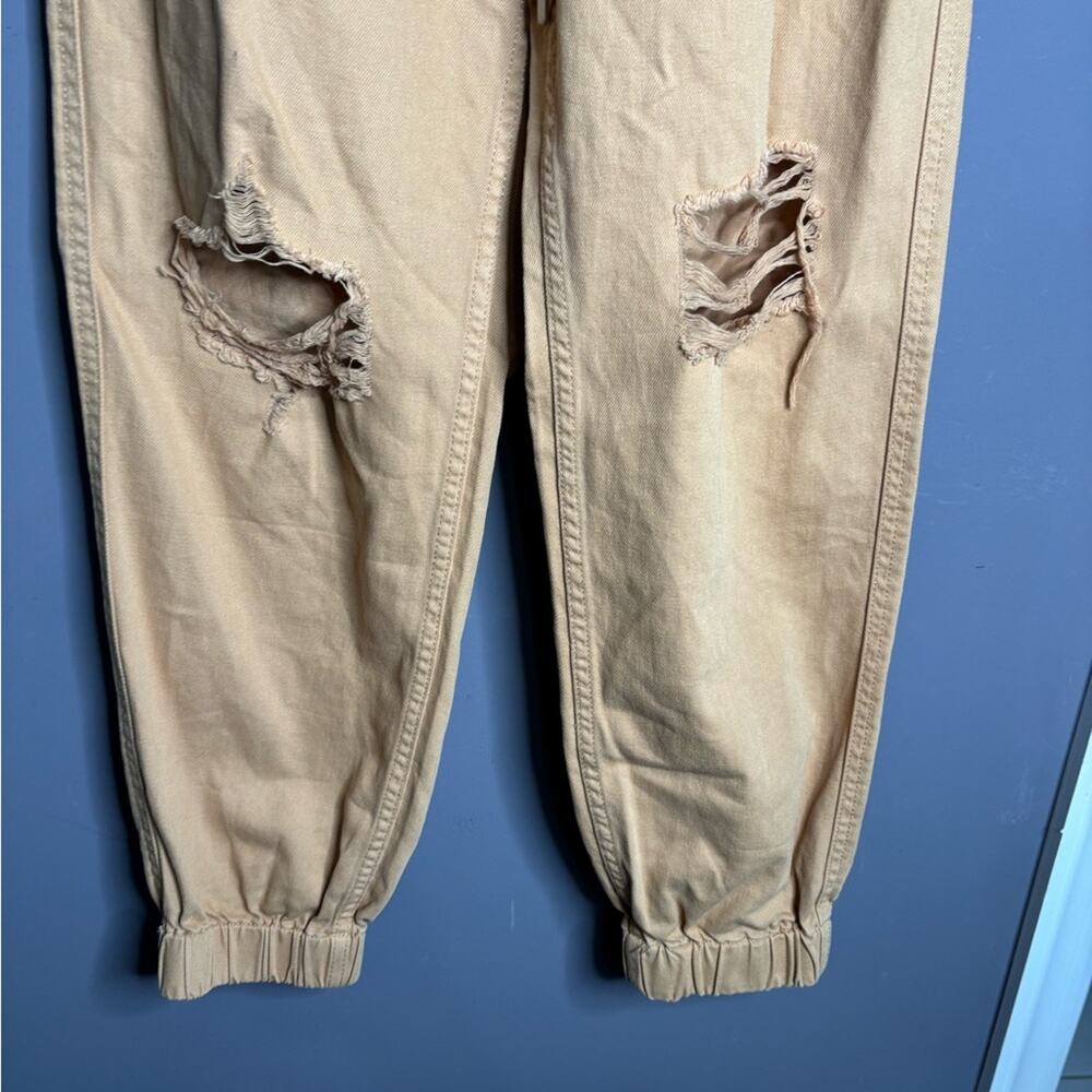 Forever 21 Light Brown Distressed Drawstring Joggers Size Medium - Picture 3 of 8